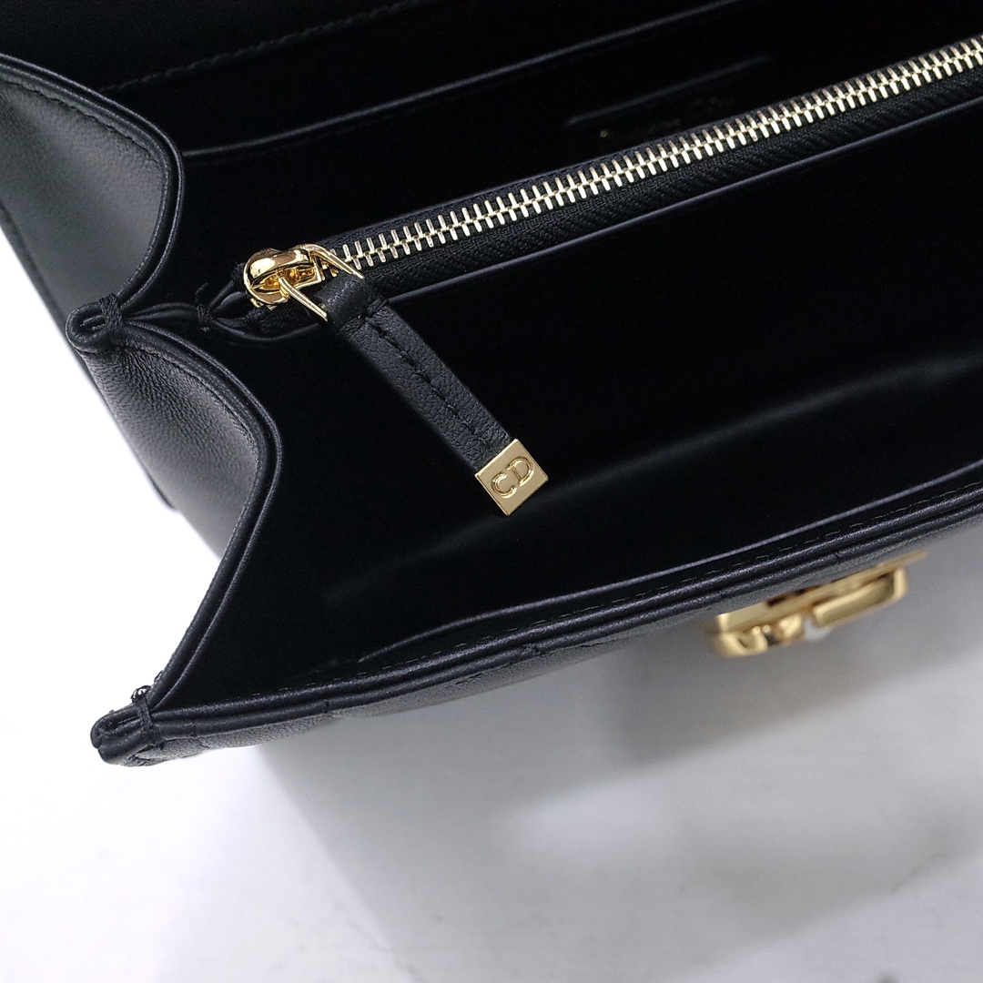 Medium Dior Ange Bag Black Macrocannage Lambskin